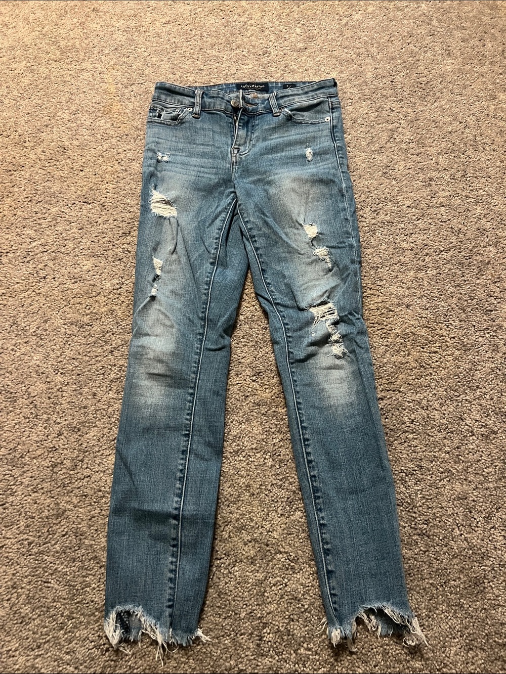 Lucky Brand Distressed Medium Blue Skinny Jeans